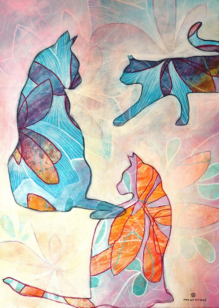 Chats floraux fantaisistes - Ania Witwitzka