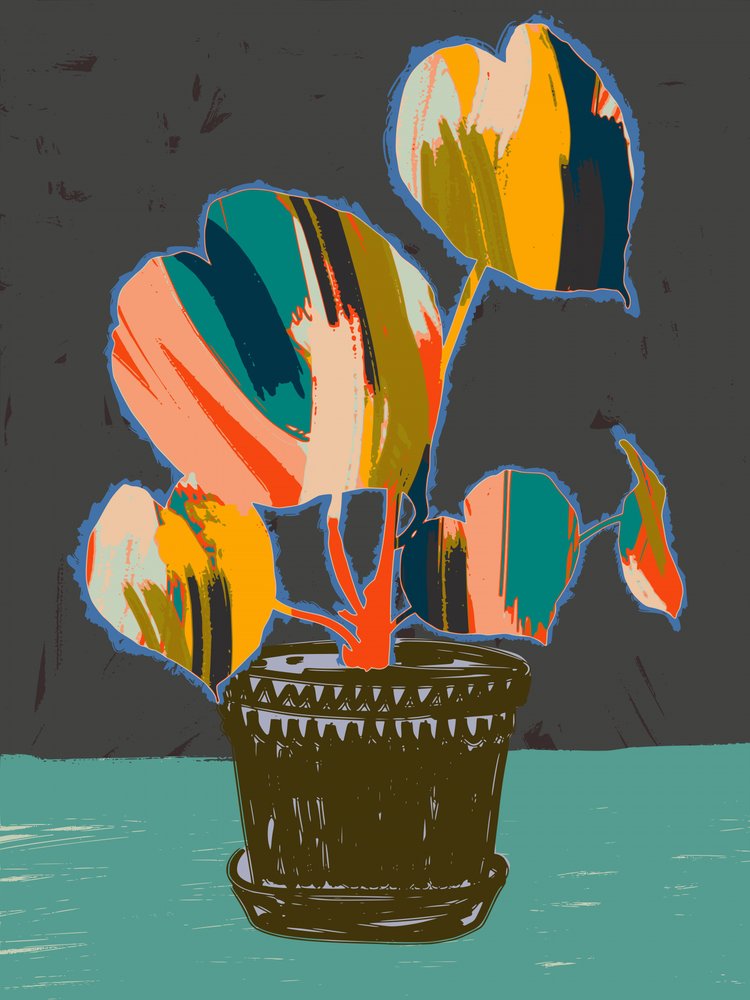 Plante abstraite colorée - Annick