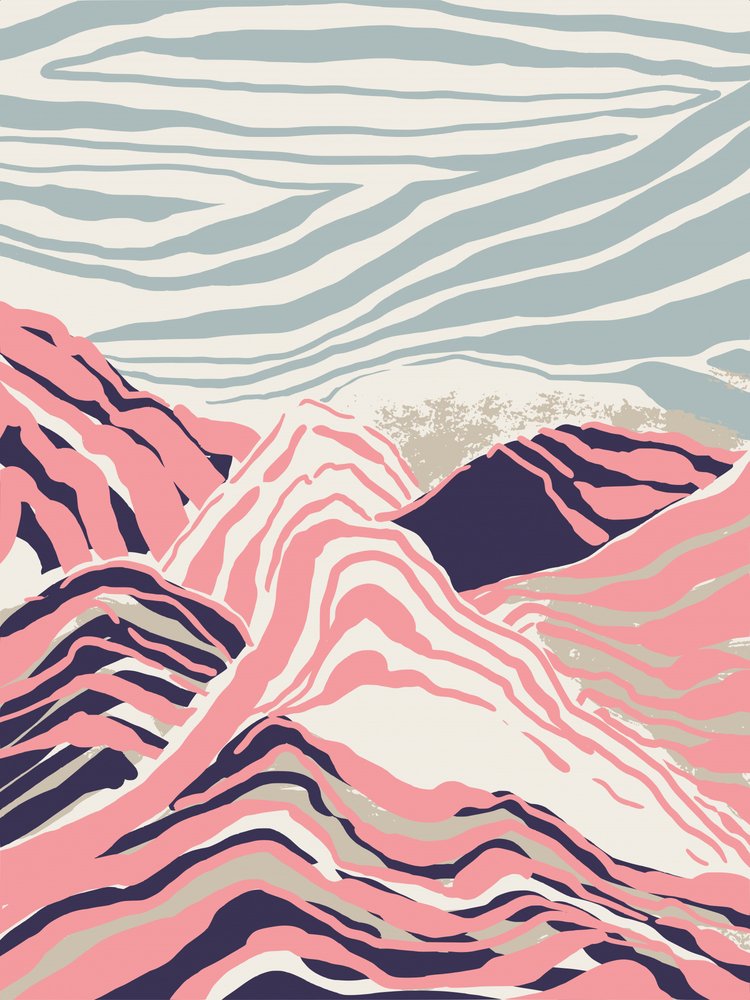 Montagnes rayées de rose - Annick