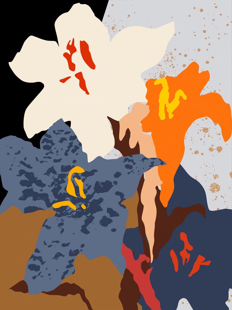 Fleurs abstraites aux couleurs vives - Annick