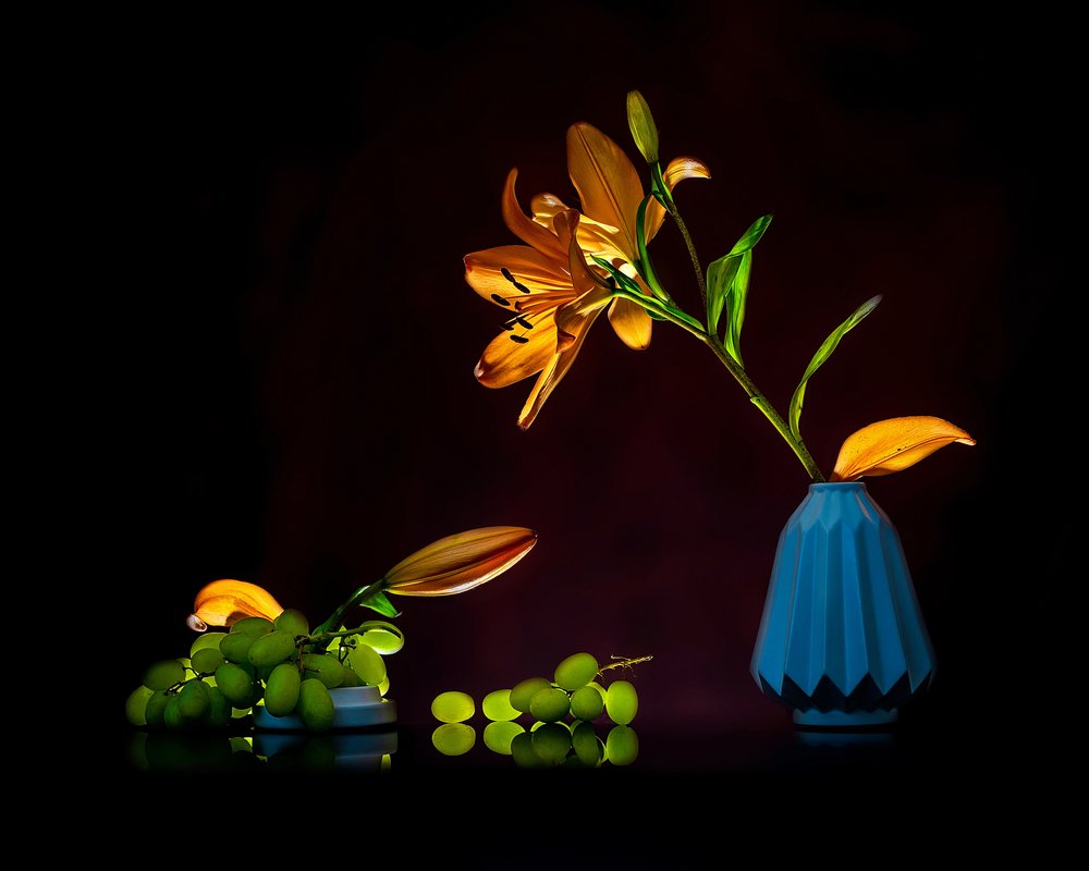 Nature morte aux lys éclatants - Annie Poreider