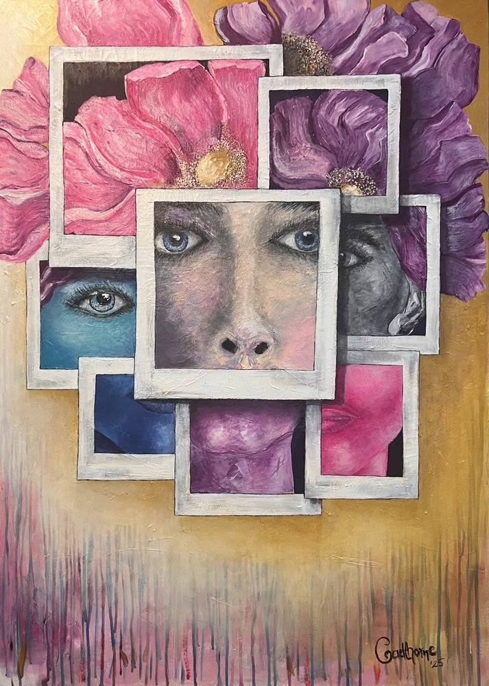 Visages et fleurs colorés - Augustus Caelthorne