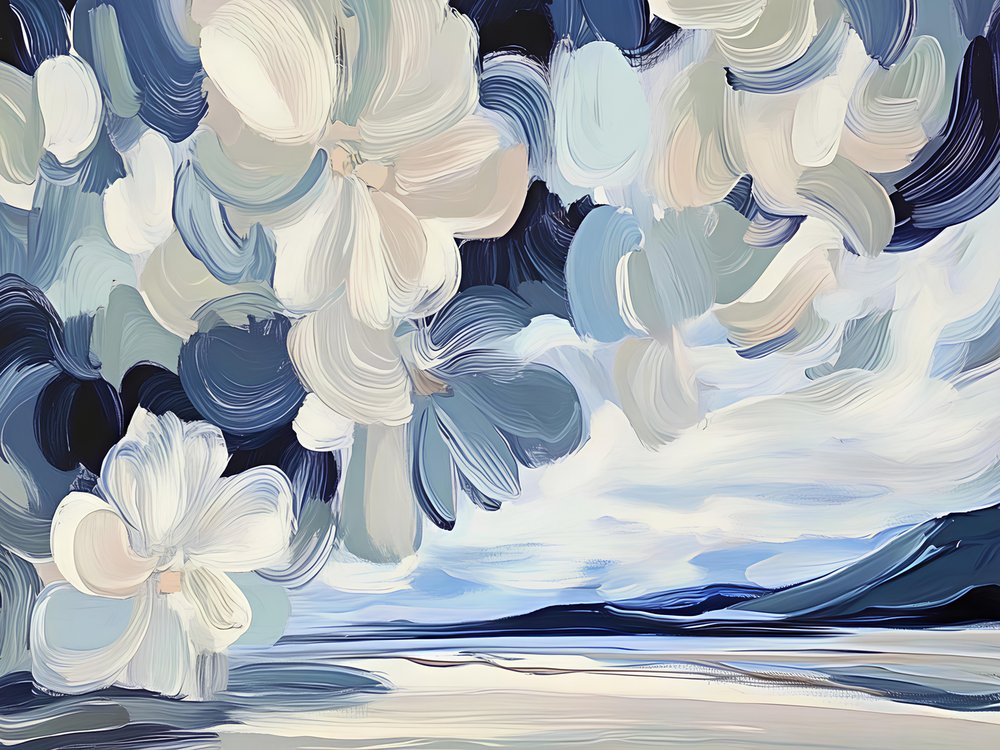 Paysage floral bleu - Avanesova Elena