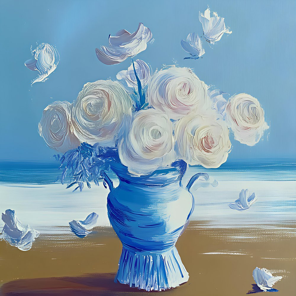 Fleurs de plage dans un vase bleu - Avanesova Elena