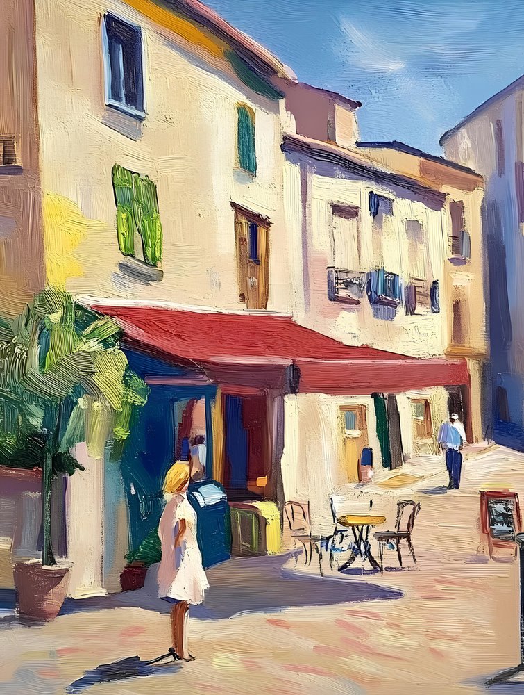 Une rue bordée de charmants cafés européens - Avanesova Elena