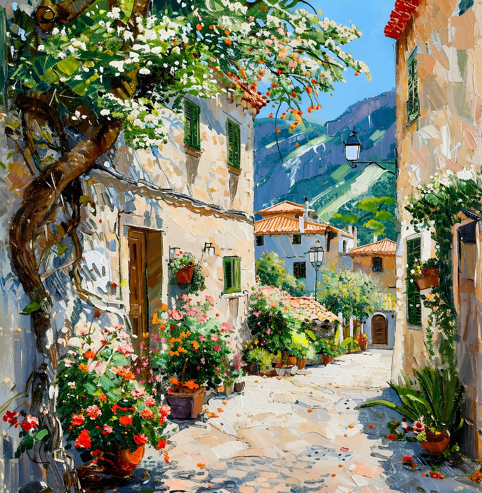 Une rue de village pleine de charme - Avanesova Elena