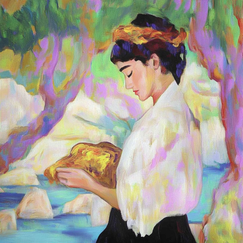 Femme pensive avec du pain - Avanesova Elena
