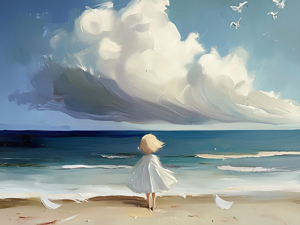 Une jeune fille regardant la mer - Avanesova Elena