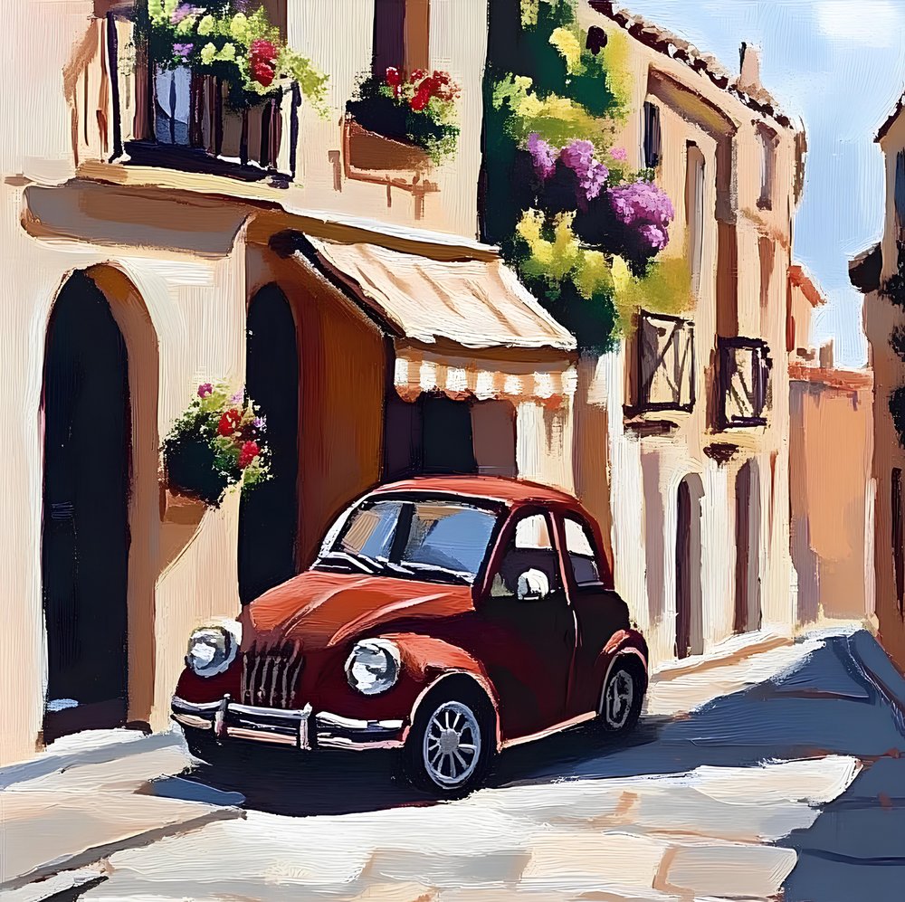 Une vieille voiture dans la rue - Avanesova Elena
