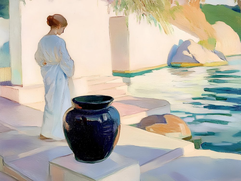Vase bleu « Femme sereine » - Avanesova Elena