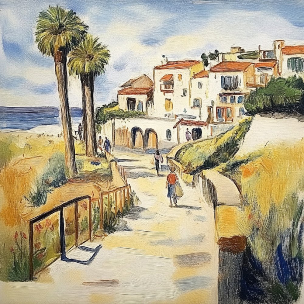 Promenade dans un village côtier ensoleillé - Avanesova Elena