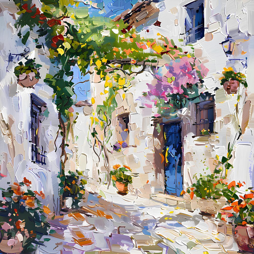 Une rue de village animée - Avanesova Elena