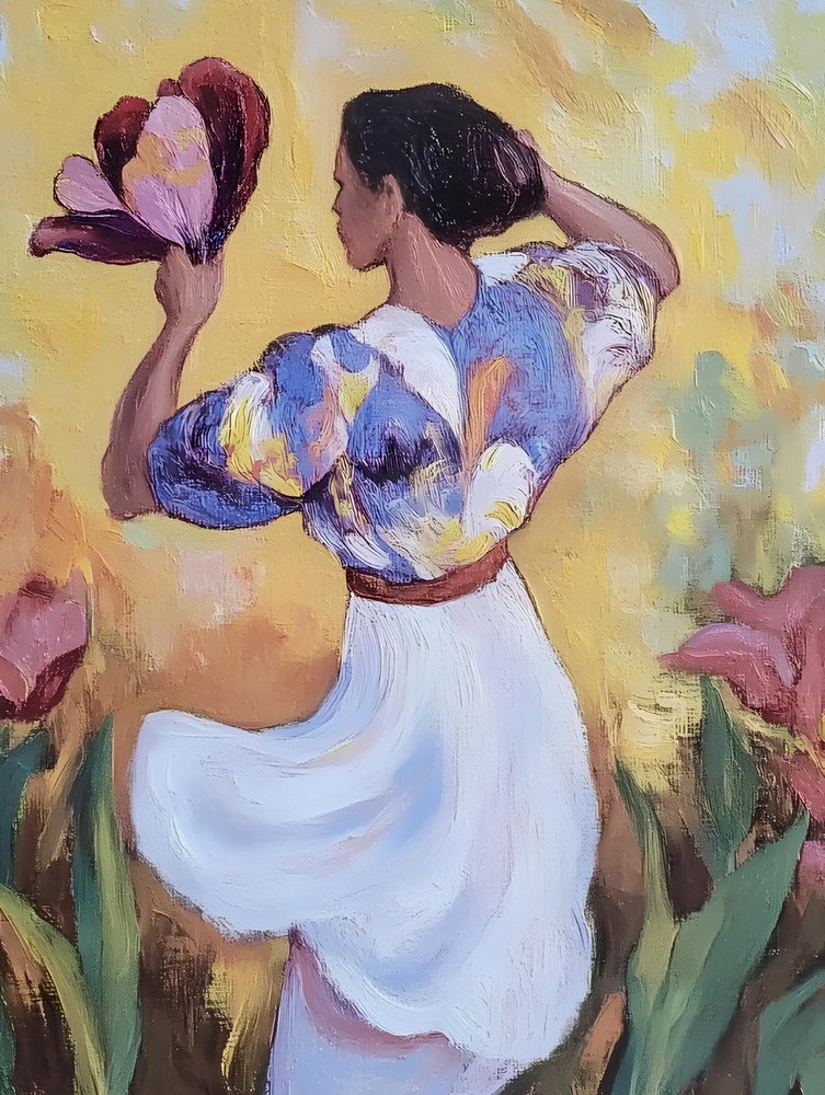 Une femme dans un jardin fleuri - Avanesova Elena