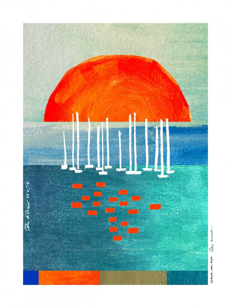 Paysage marin abstrait au coucher du soleil - Awol Art Alex