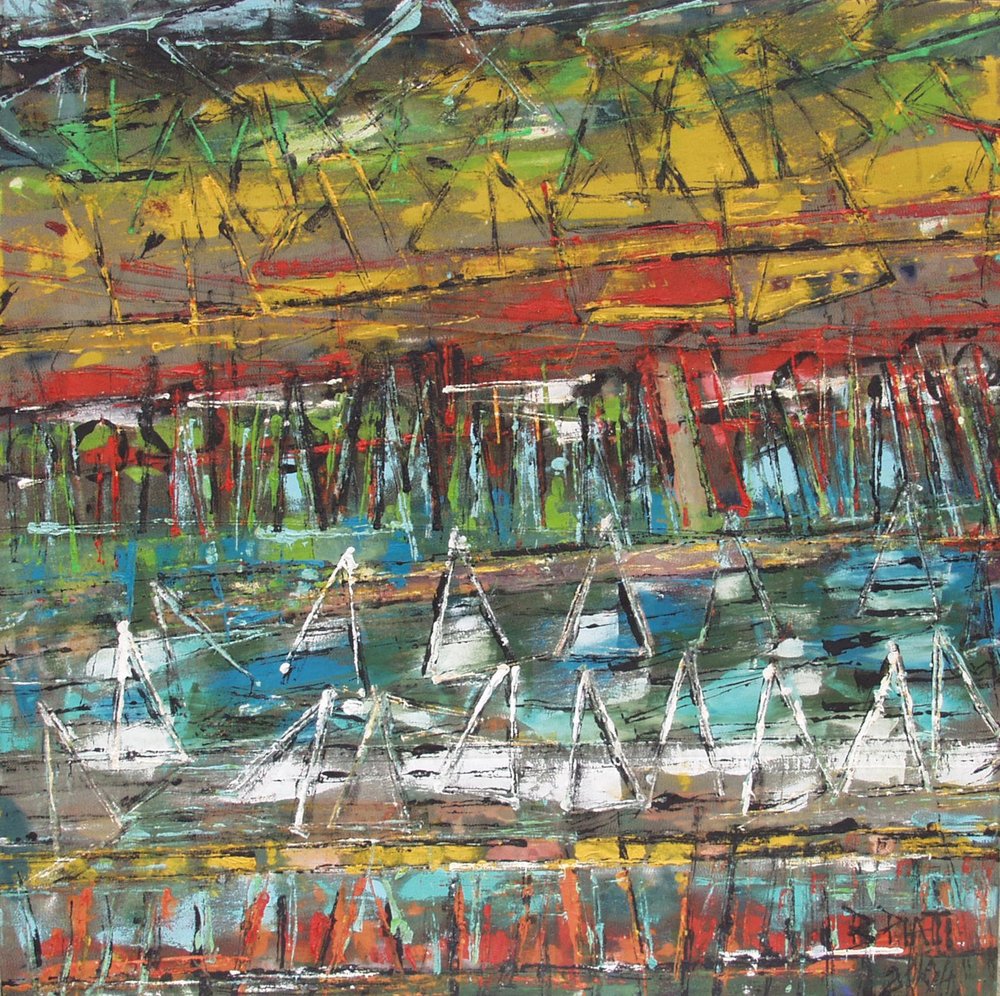 Bateaux dans un paysage marin abstrait - Barbara Piatti