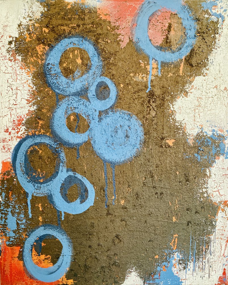 Cercles bleus texturés - Berit Pihl