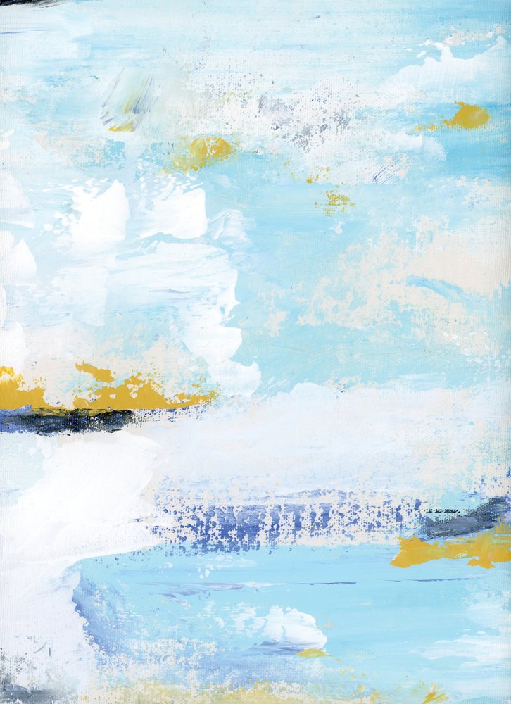 Bleu serein et or : une composition abstraite - Breanna Megan Studio