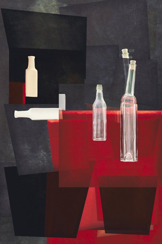 Composition abstraite avec bouteilles - Brig Barkow
