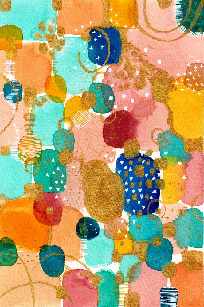 Formes abstraites colorées dorées - Camille Contini