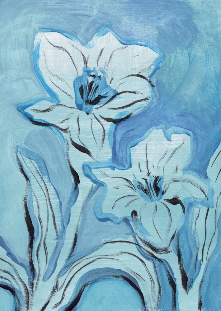 Fleurs bleues abstraites - Catalina Somolinos