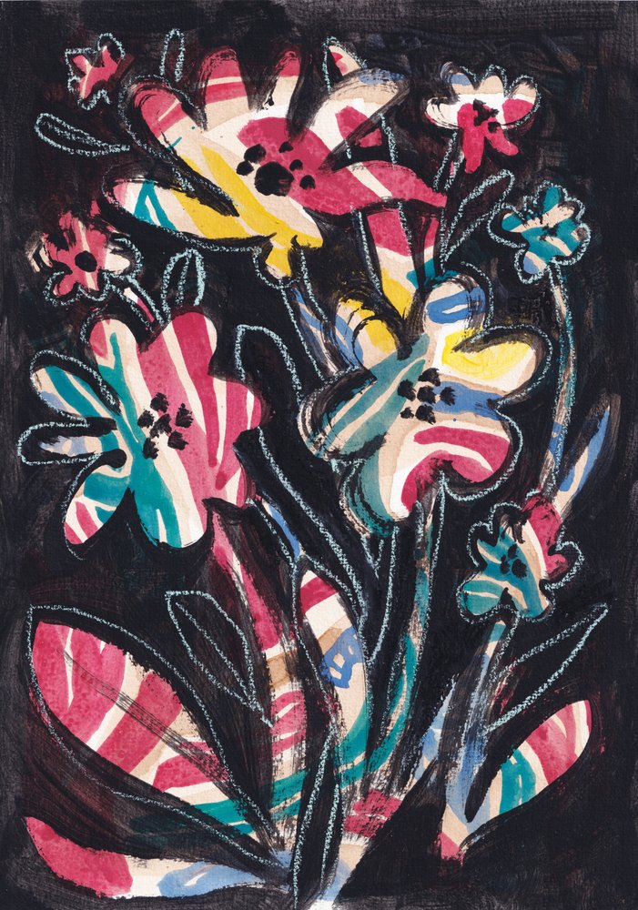 Fleurs rayées colorées - Catalina Somolinos