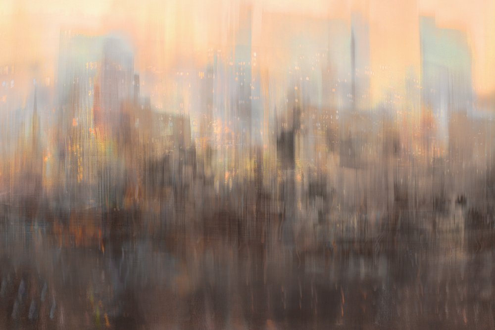 Paysage urbain abstrait au coucher du soleil - Christina Sillen