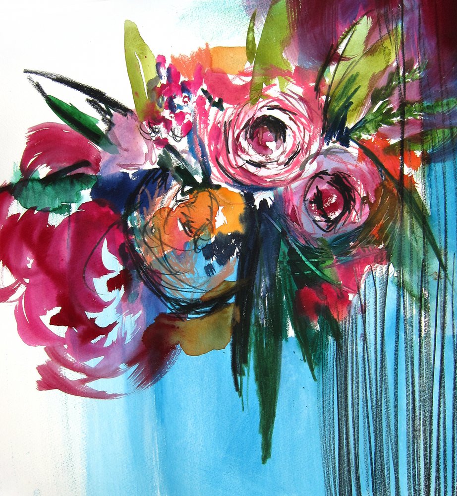 Fleurs abstraites aux couleurs vives - Christine Lindstrom