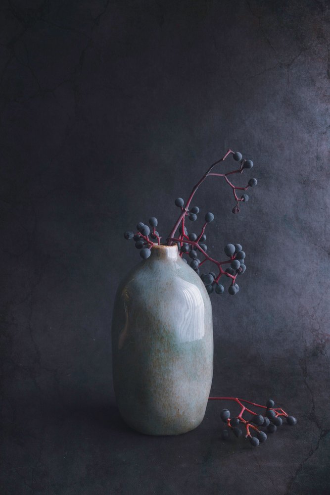 Baies noires dans un vase - Cicek Kiral