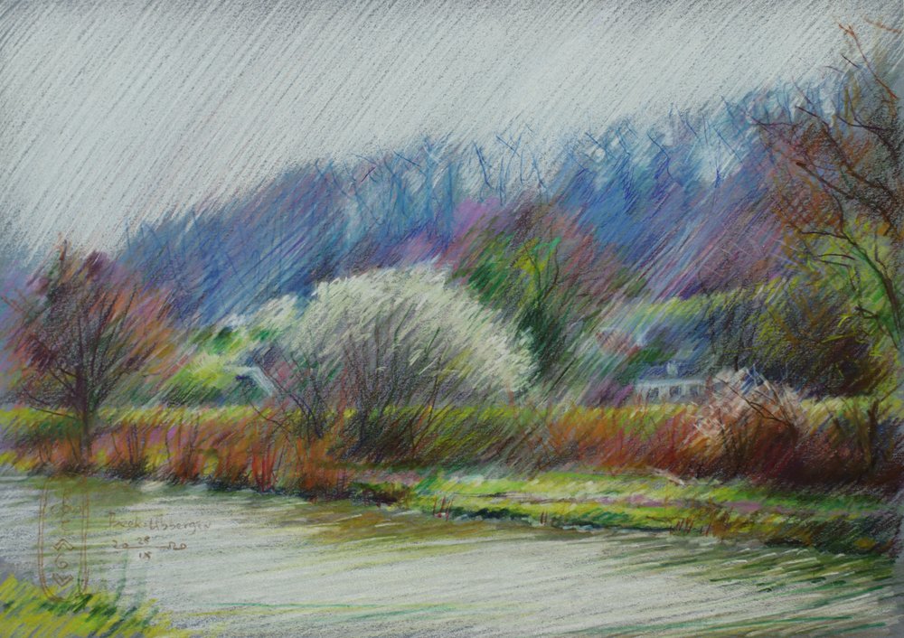 Le village fleuri au bord de la rivière - Corné Akkers