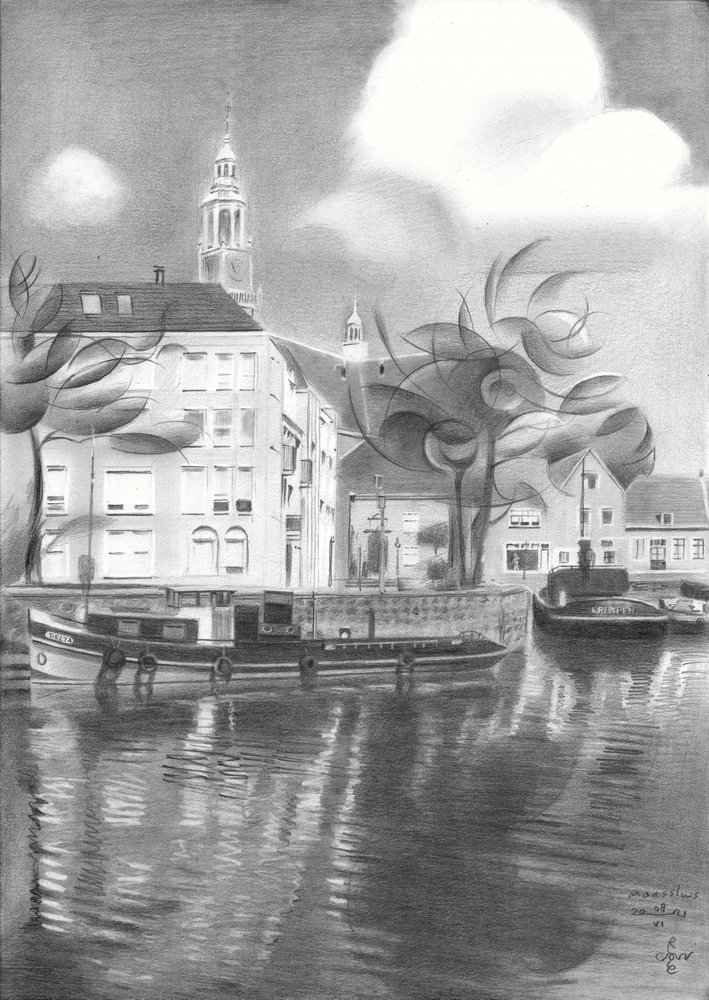 Reflets sur le canal de la ville - Corné Akkers