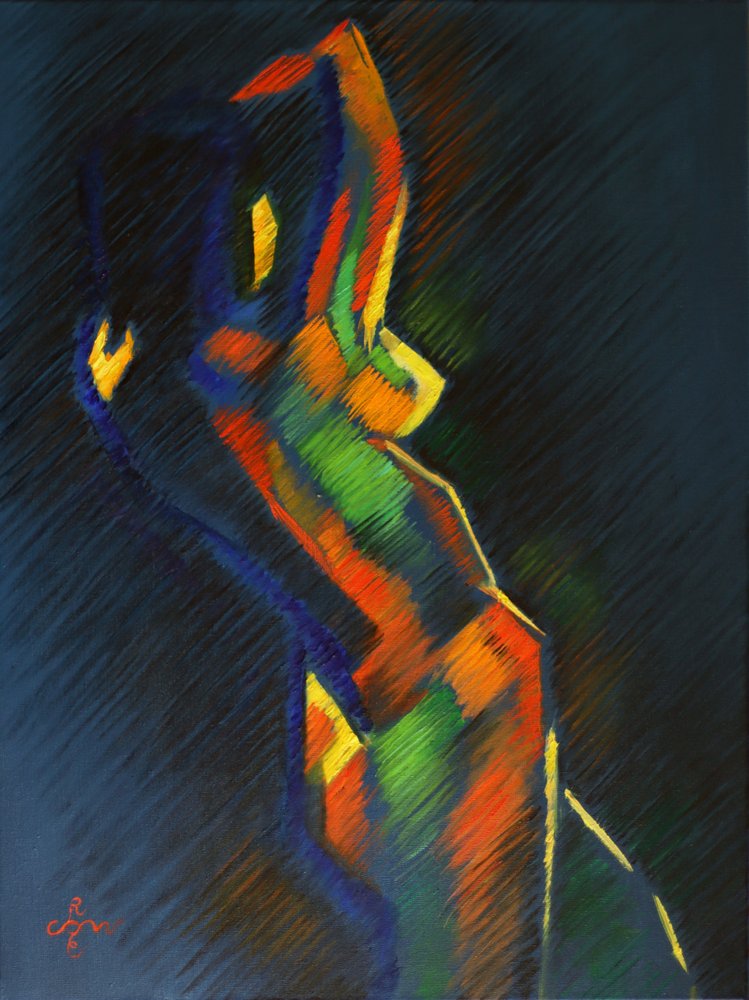 Figure abstraite colorée - Corné Akkers