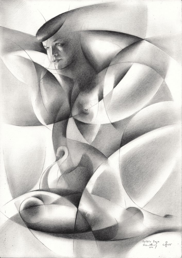Femme nue géométrique - Corné Akkers
