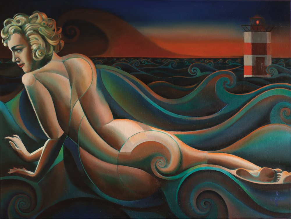 Femme nue et vagues de l