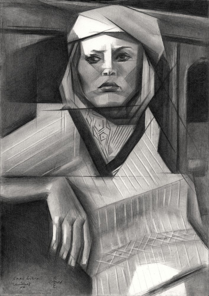 Femme géométrique pensive - Corné Akkers