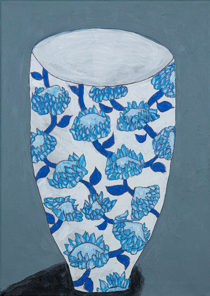Vase à fleurs bleu - Dale Hefer & Family