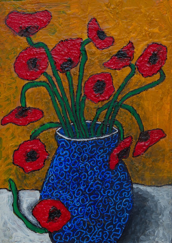 Nature morte aux coquelicots éclatants - Dale Hefer & Family