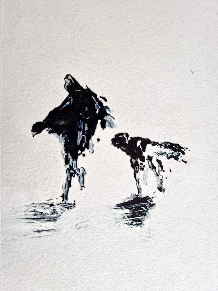 Promenade avec un chien en noir et blanc - David Antonides