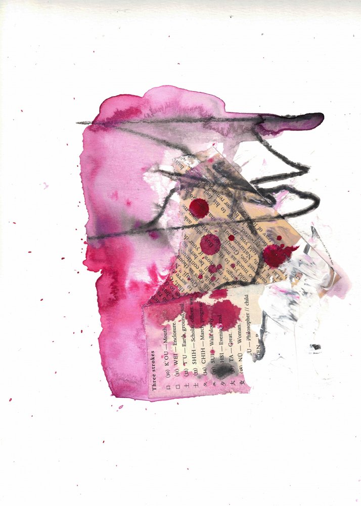 Collage abstrait rose aux couleurs vives - Deb Chaney