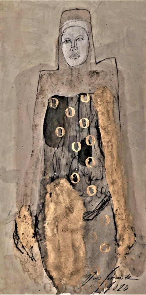 Figure abstraite dorée - Doris Schmitz