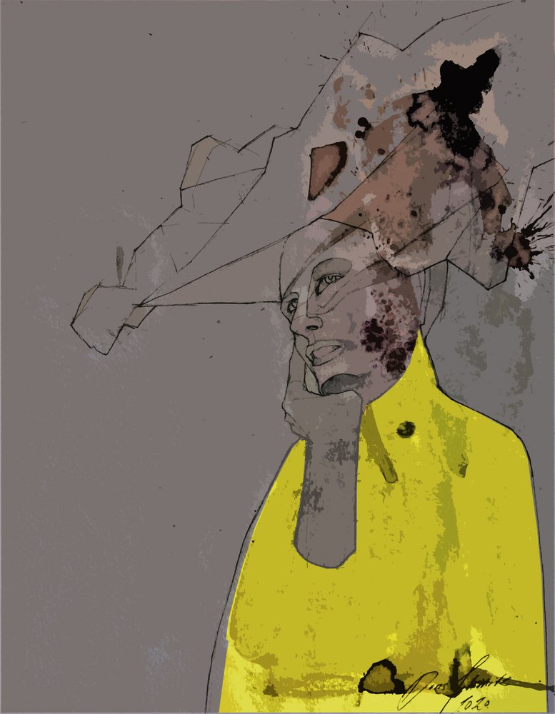 Portrait abstrait jaune - Doris Schmitz