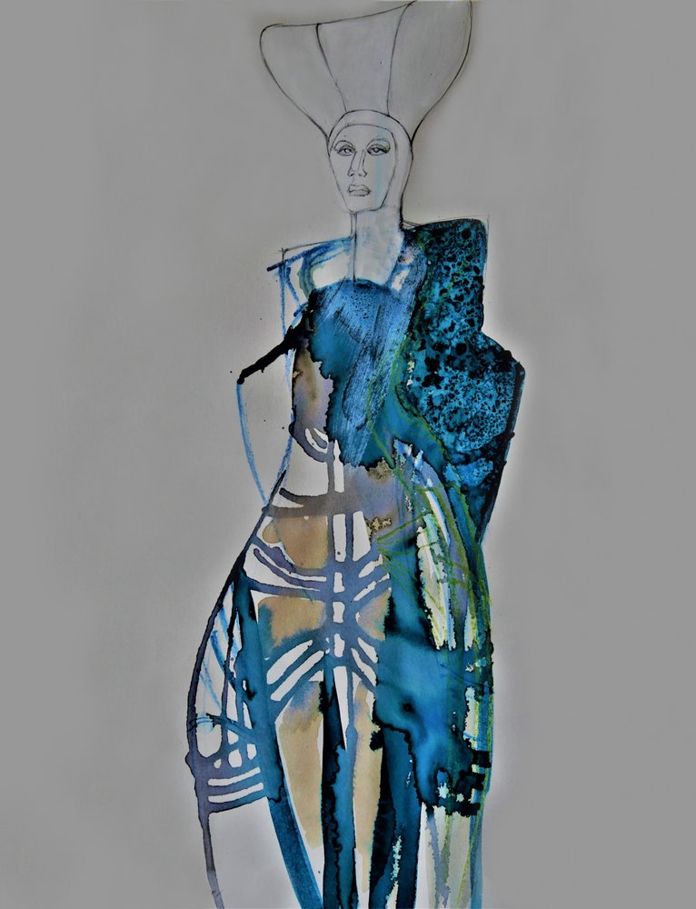 Portrait de mode bleu - Doris Schmitz