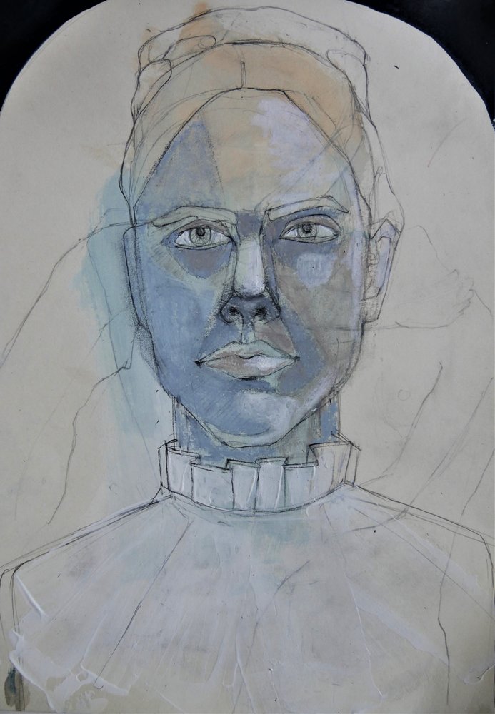 Portrait aux tons bleus - Doris Schmitz