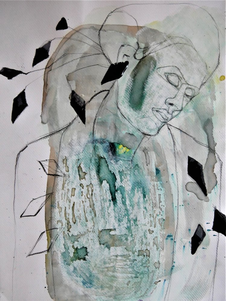 Portrait vert contemplatif - Doris Schmitz