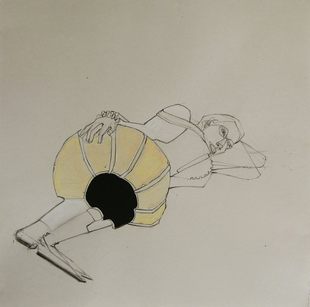 Figure jaune contemplative - Doris Schmitz