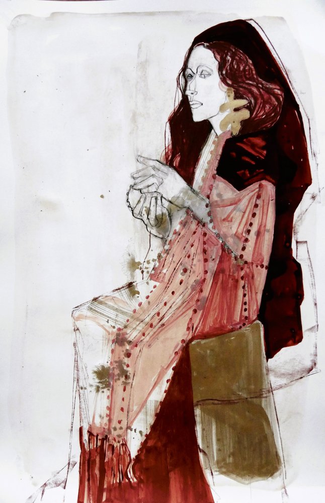 Une élégante dame en rouge - Doris Schmitz