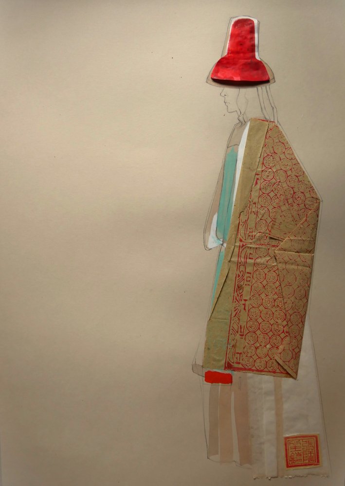 Élégante figurine au chapeau rouge - Doris Schmitz
