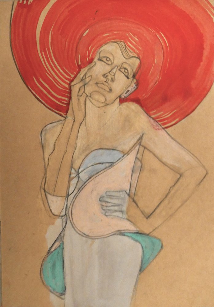 Une femme élégante au chapeau rouge - Doris Schmitz