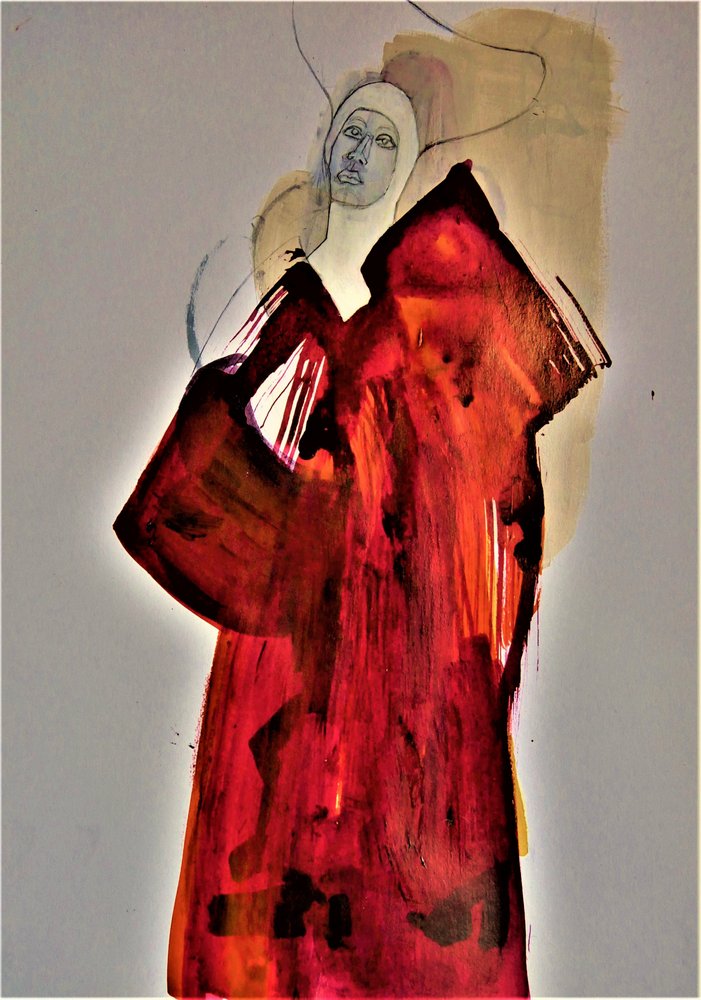 Une femme éthérée en rouge - Doris Schmitz