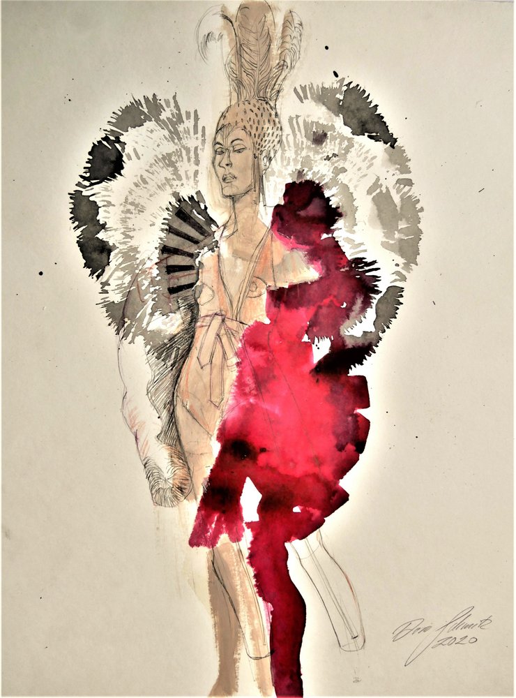La femme aux plumes en rouge - Doris Schmitz