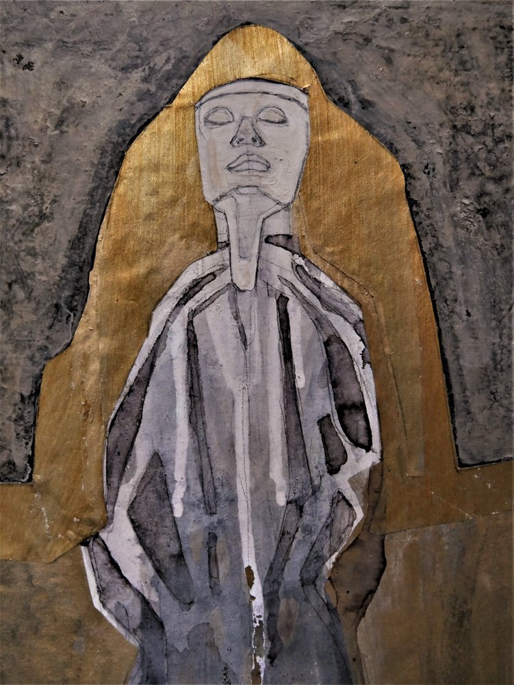 Statue méditative dorée - Doris Schmitz